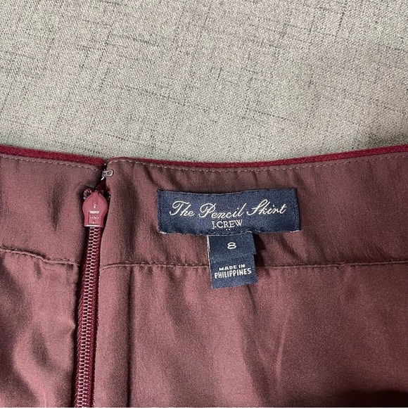 J. Crew Wool Straight Pencil Skirt Red Maroon 8 Medium - Picture 8 of 8